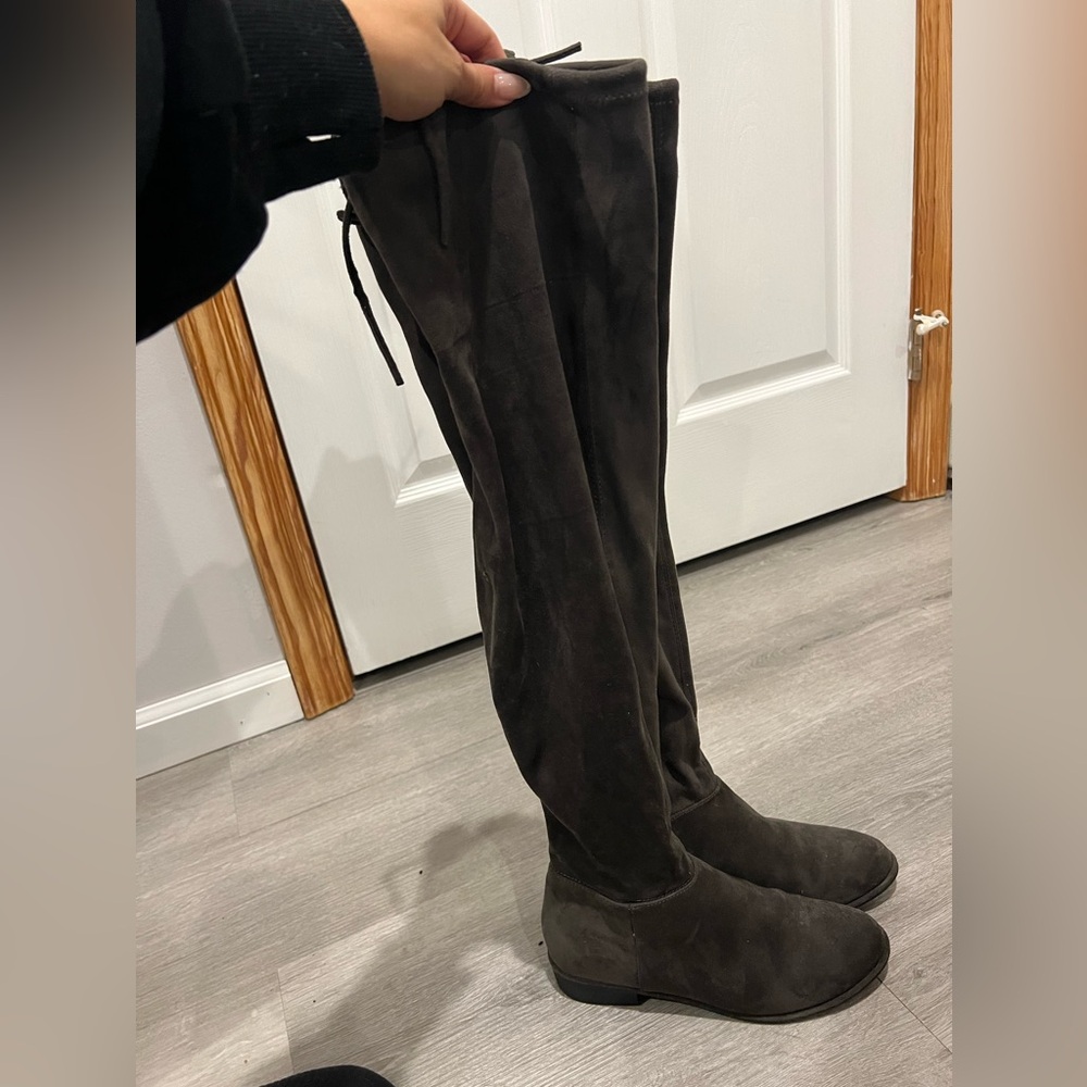 Gray suede Call it Spring over the knee boots